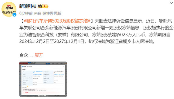 哪吒汽车所持20亿股权遭冻结，深度解析事件背景与影响